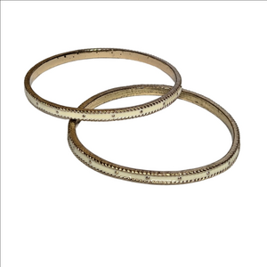 Cream Gold-Tone 8" Bangle Bracelets Set